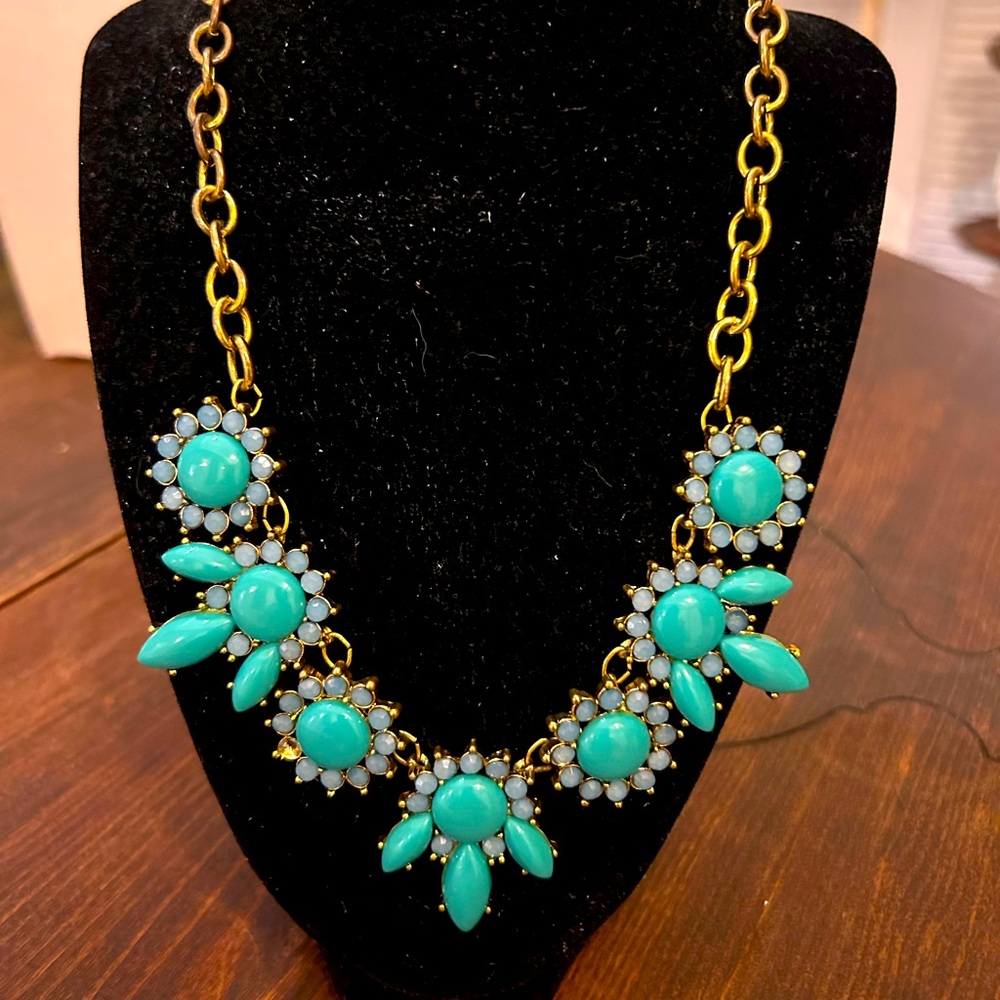 Blue and green cabochons J Crews necklace. Colors are gorgeous.